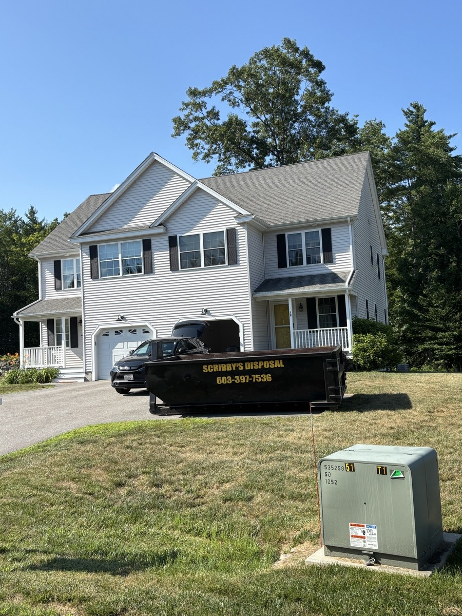 A Scribby's dumpster at a Rochester job. Maybe a renovation on one of the older mill-village streets, or a cleanout in a newer subdivision off the turnpike.
