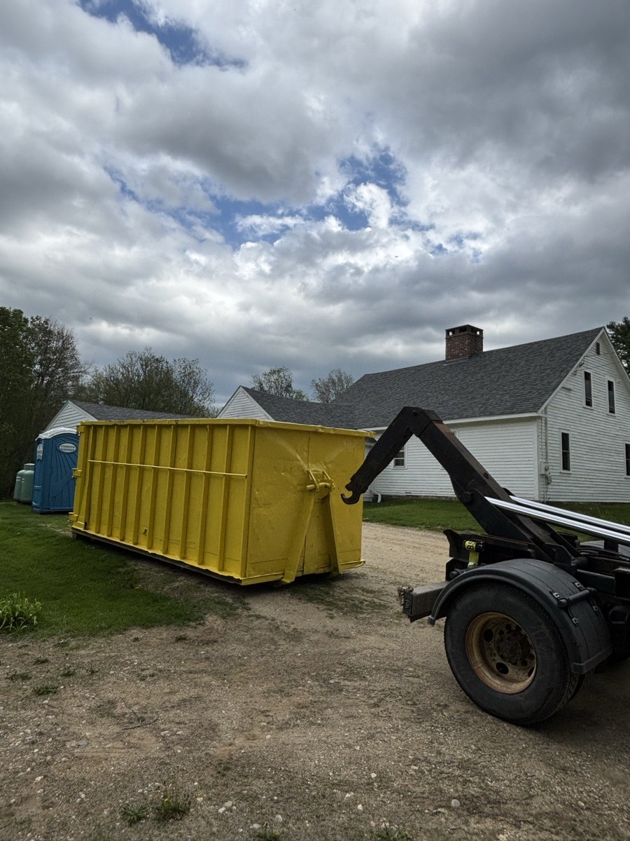 A Scribby's dumpster at a Milton job. Maybe a camp cleanout near one of the ponds, or a renovation on a back road.