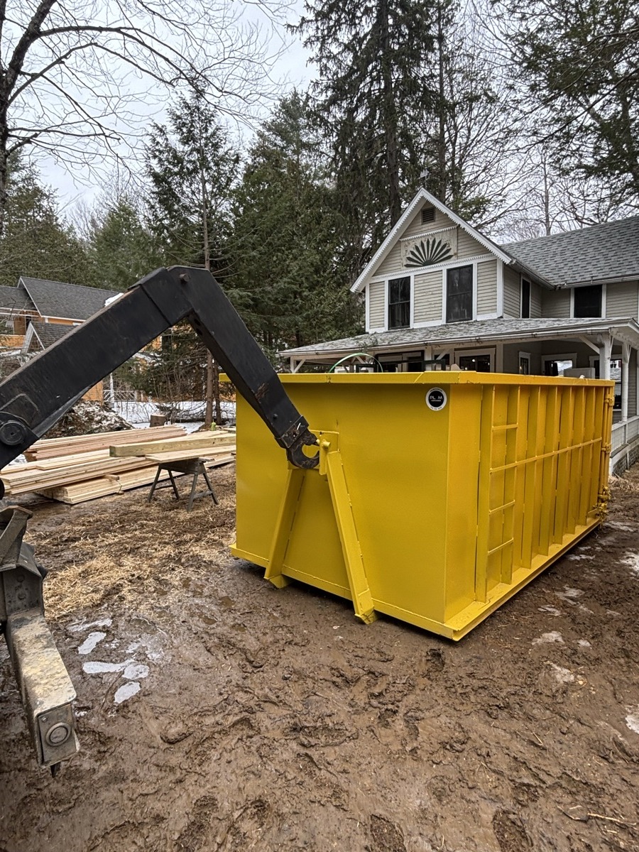 A Scribby's dumpster at a Tewksbury job. Maybe a roof tear-off in a Route 133 neighborhood, or a renovation on one of the older streets near the town center.