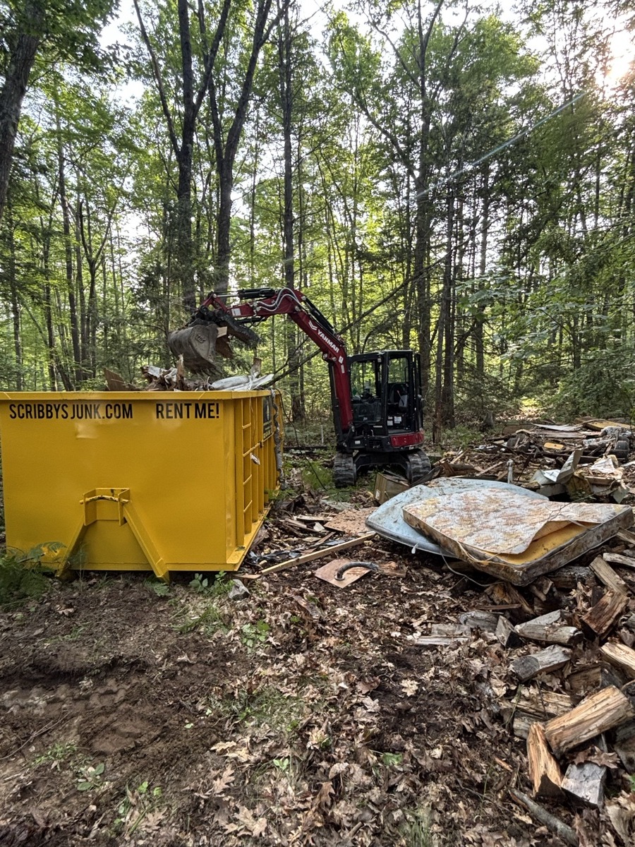 A Scribby's dumpster at a South Hamilton job. Maybe a renovation on one of the village streets, or a cleanout at a horse farm on the back roads.