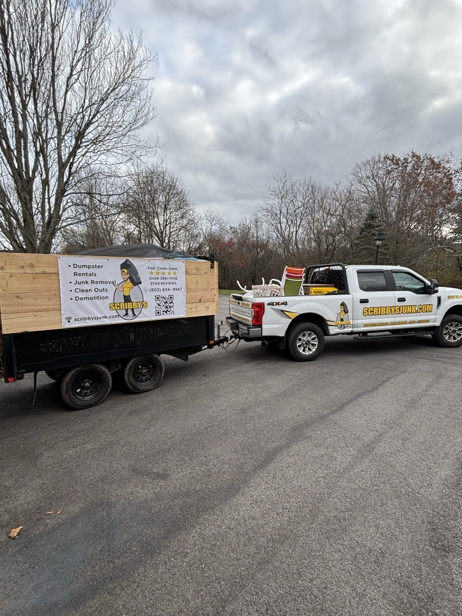 A Scribby's dumpster at a Merrimack job. Maybe a renovation in one of the newer subdivisions, or a roof tear-off on an older street near the river.